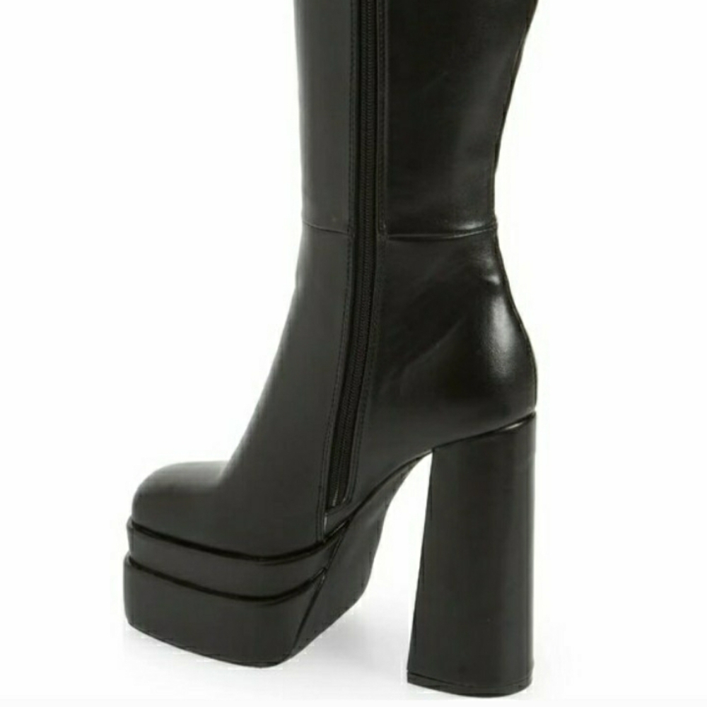AZALEA WANG Chunky Platform Black Heeled Boots Tiktok Famous LNC With Box - Picture 6 of 12